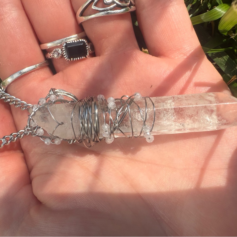 Delicate Weapon- Clear Quartz & Swarovski Stainless Steel Double layered - Picture 8 of 9